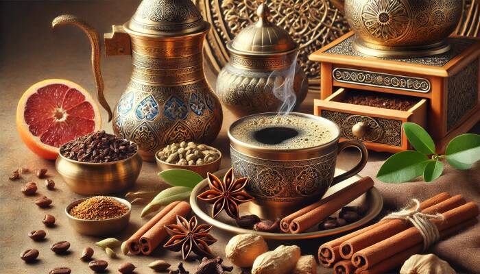Arabisches Kaffeegewürz mit Kardamom, Zimt, Nelken, Muskatnuss und Ingwer - Arabisches Kaffeegewürz mit Kardamom, Zimt, Nelken, Muskatnuss und Ingwer