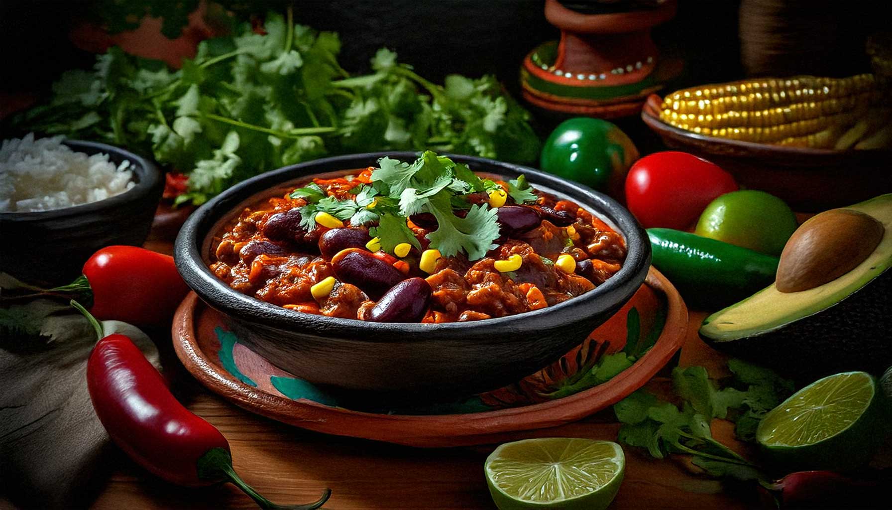 Vegetarisches Chili mit Bohnen und Gemüse