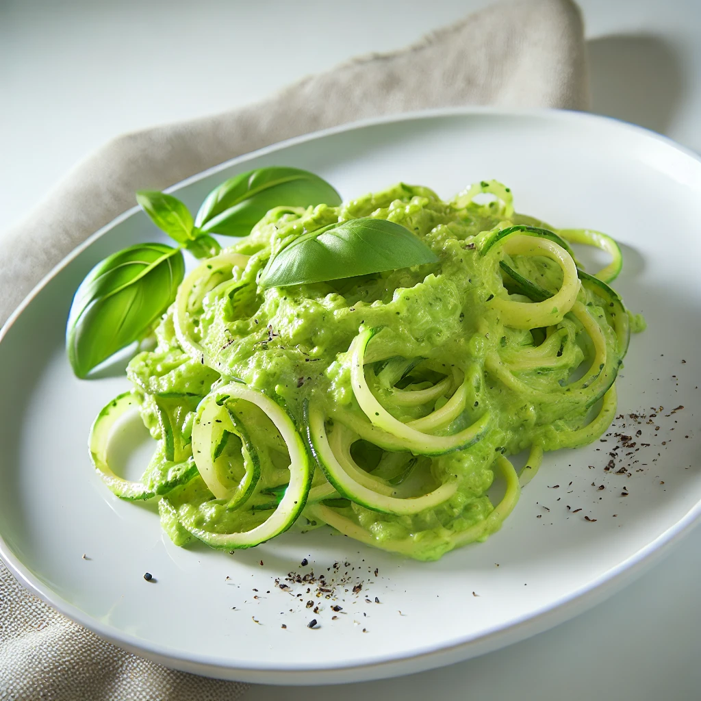 Zucchini-Nudeln mit Avocado-Pesto